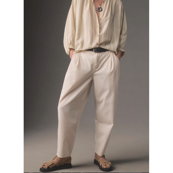 Anthropologie Retro Tapered Straight Jeans in Cream Size 28 Tencell Cotton Blend - Picture 9 of 9